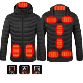 New Heated Jacket Coat USB Electric Jacket Cotton Coat Heater Thermal Clothing Heating Vest Men's Clothes Winter (Option: Black Zone9-4xl)