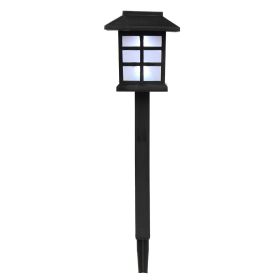 6pcs White LED Solar Lantern Torch Light Garden Landscape Lighting (Color: Black)