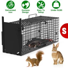 Live Animal Cage Trap For Animals Under Easy To Setup Humane Galvanized Iron Trap Cage For Raccoons Armadillos Groundhogs Muskrats Opossums Skunk (Option: SBlack)