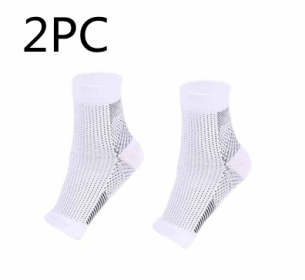 Men Women Anti Fatigue Compression Foot Sleeve Foot Ankle Compression Socks (Option: L XL-White×2pcs)