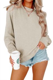Solid Color Crew Neck Coat Long Sleeve Hoodie (Option: Sand colored-2XL)