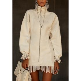 Women's Casual Tassel Zipper Sweatshirt Dress (Option: 1style-L)