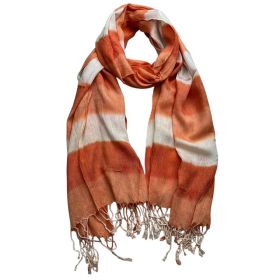 2pcs Coral Toned Abstract,Flowy Casual Scarf ,Orange Red Printed Scarf,Fringed Edges For Movement Women Men (Option: 1pcs)