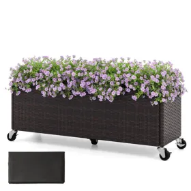 Mobile Elevated Planter - 5 Smooth Casters, Soil Leak-Proof Liner, 132lbs Load, Balcony/Patio/Living Room (Option: defaulttitle)