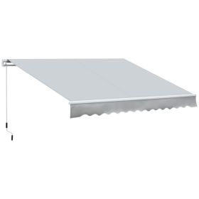 12' x 8' Retractable Awning Patio Awnings Sun Shade Shelter with Manual Crank Handle, 280g/m² UV & Water-Resistant Fabric and Aluminum Frame for (Option: Grey-1900x280x190 mm)