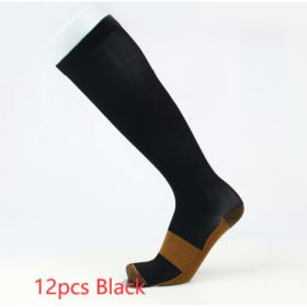 Copper Fiber Long Tube Compression Socks (Option: 12pcs Black-XXL)
