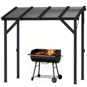 Hardtop Grill Gazebo, Lean-to BBQ Shelter with Polycarbonate Roof for Outdoor, Patio, Lawn (Option: Dark Gray-1620x670x100 mm)
