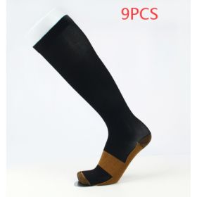 Copper Fiber Long Tube Compression Socks (Option: 9pcs Black-XXL)