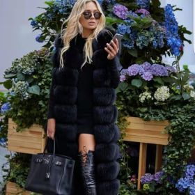 New Faux Fur Square Vest Extended Bread Block Vest Coat (Option: Black-S)