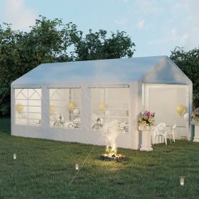 10' x 20' Heavy Duty Party Tent & Carport with Removable Sidewalls and Double Doors (Option: White-2085x230x195 mm)