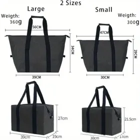 Large Cooling Bag, 5.28gal Foldable Shopping Bag (Option: Black)