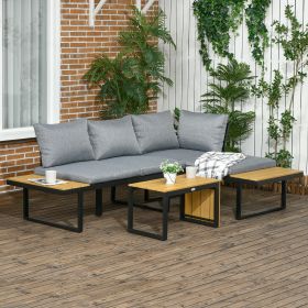 3 Piece Patio Furniture Set with Cushions (Option: Dark Gray-720x620x320 mm)