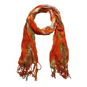 2pcs Lightweight Dress Scarf,Bold Orange Red Floral Pattern,pop To Neutrals,Versatile Everyday Scarf ,Pairs With All Casual Outfits,Office Approp (Option: 1pcs)