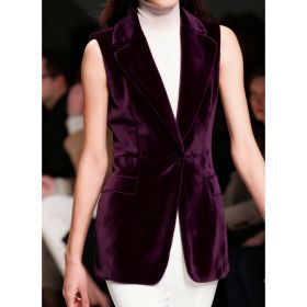 Casual Collared Single-button Slim-fit Velvet Sleeveless Vest (Option: 2style-S)