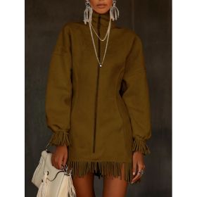 Women's Casual Tassel Zipper Sweatshirt Dress (Option: 3style-M)