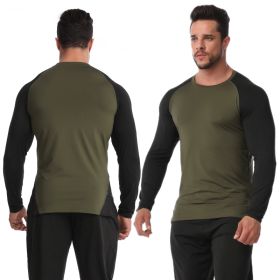 Fitness Clothes Men's High Elastic Breathability PRO Quick-drying (Option: Army Green Black-3XL-2pcs)