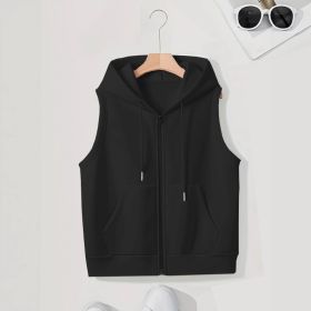 Women's Sleeveless Slim-fit Cardigan Zip Sweater (Option: Black-5XL)