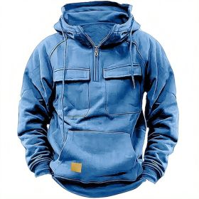 Men's Solid Color Casual Sweatshirt (Option: Blue-XL)