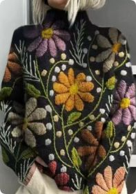 Printed Autumn And Winter New High Neck Long Sleeve Sweaters Women's Clothing (Option: Style 5-3XL)