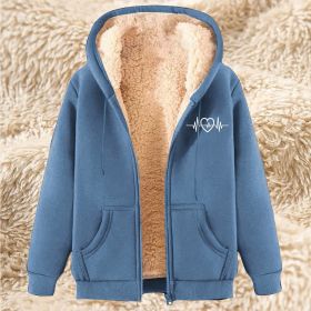 Men's Fleece Hoodie With Fleece Lining, Thick And Warm For Winter, Lamb Fleece For Autumn And Winter (Option: 21 Light Blue-5XL)