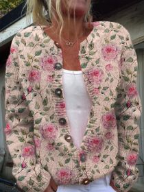 3D Digital Printing Cardigan Knitted Coat (Option: HWJ165956-5XL)