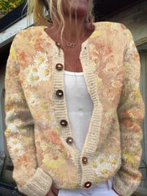 3D Digital Printing Cardigan Knitted Coat (Option: HWJ165908-5XL)