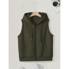 Women's Sleeveless Slim-fit Cardigan Zip Sweater (Option: Army Green-XL)