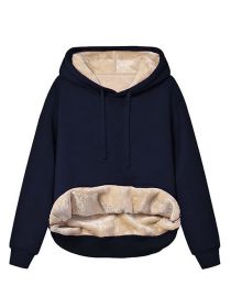 Warm Berber Fleece Pocket Hooded Sweatshirt Coat (Option: Sapphire Blue-M)