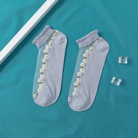 Women's Thin Spun Glass Lace Crystal Boat Socks (Option: Twilight Blue-Free Size)