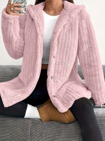 Hooded Loose Plush Coat Women's Regular Sleeve (Option: Pink-M)