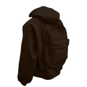 Backpack Men's Loose Sports And Leisure Hooded Zipper Sweatshirt (Option: Coffee-M)