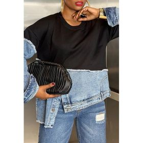 Womens Casual Fashionable Color-blocked Minimalist Top (Option: Color-M)