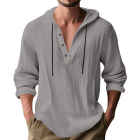 Hooded Casual Loose-fitting T-shirt Sweater For Men (Option: Gray-M)
