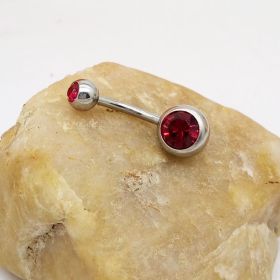 Puncture Hypoallergenic Titanium Steel Navel Buckle Belly Nail (Color: wine red)