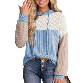 New-style Color-block Long-sleeve Hoodie With A Loose Fit (Option: Sky blue-M)