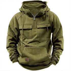 Men's Solid Color Casual Sweatshirt (Option: Army Green-M)