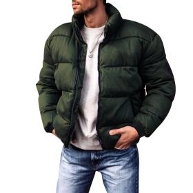 Coat Stand-up Collar Downcotton-padded Jacket Thickened Men's Cotton Jacket (Option: Army Green-L)