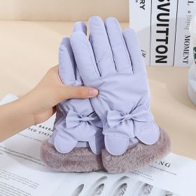 Warm Gloves Winter Women's Touch Screen Fleece-lined Thickened (Option: Fur Mouth Rabbit Purple)