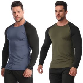 Fitness Clothes Men's High Elastic Breathability PRO Quick-drying (Option: Green and black-3XL-2pcs)