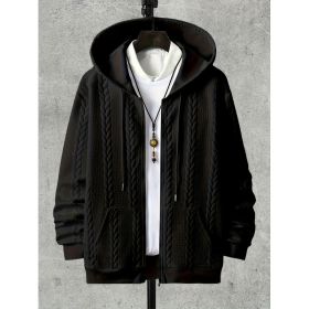 Men's Plus-sized Casual Hooded Sweater (Option: Black-2XL)