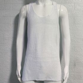 Men's Summer Loose Sleeveless Knitted Vest (Option: White-3XL)