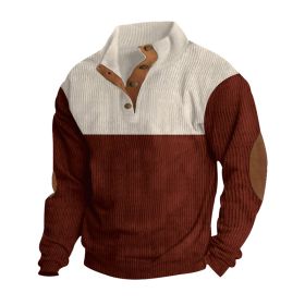 Spring And Autumn New Men's Stand-up Base Shirt Casual Sports Pullover (Option: Purplish Red-L)