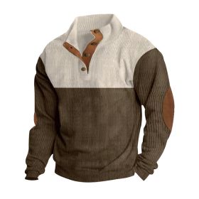 Spring And Autumn New Men's Stand-up Base Shirt Casual Sports Pullover (Option: Brown-L)