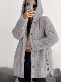 Hooded Loose Plush Coat Women's Regular Sleeve (Option: Light gray-XL)