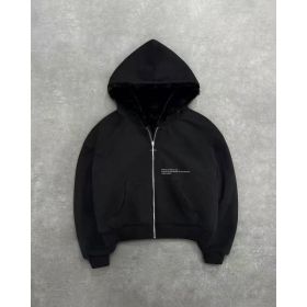 Hooded Hoodie Two Sides Can Wear Vintage Leopard Print Zipper Hoodie (Option: Black-L)