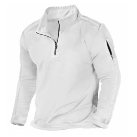 Men's Outdoor Zipper Pocket Long Sleeve Sweater (Option: White-L)