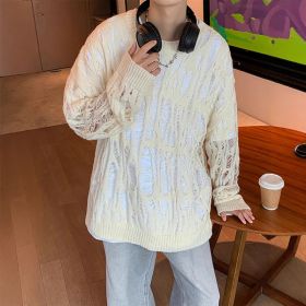 Early Spring Design Hollow Loose Thin Sweater (Option: Apricot-XXXL)