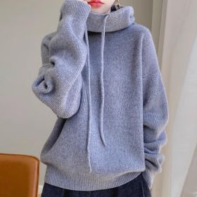 Women's Sweater Thicken Lazy Style All-match Long-sleeved Autumn Winter Warm Casual Sweater For Women (Option: Elegant Gray Thickness 750g-M)