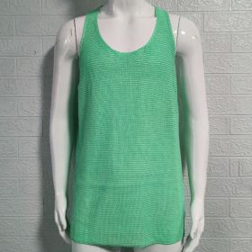 Men's Summer Loose Sleeveless Knitted Vest (Option: Green-XXL)