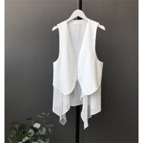 Korean-style Sleeveless Irregular Chiffon Vest Womens (Option: White-XL)